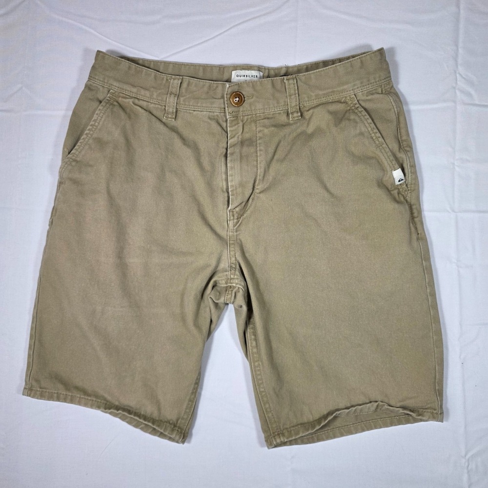 Quiksilver Chino Shorts Mens 30 Khaki Brown Flat Front Casual Skate Surf